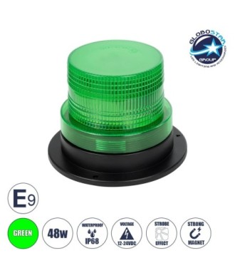 GloboStar® 85151 PRO Series Φάρος Σήμανσης Οχήματος Security - Ασφαλείας για Αυτοκίνητα & Φορτηγά STROBE LED 10W DC 12-24V Αδιάβροχος IP65 Πράσινο